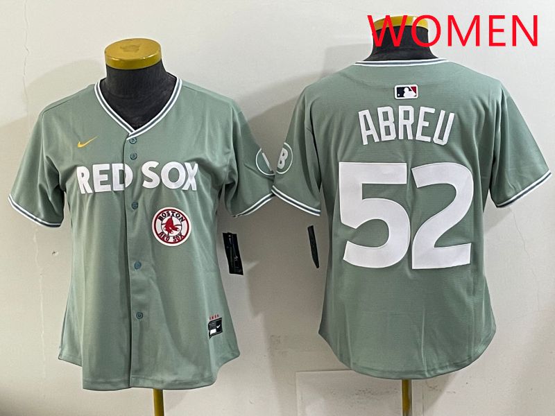 Women 2025 Boston Red Sox #52 Abreu Green Joint Name Nike MLB Jersey style 10